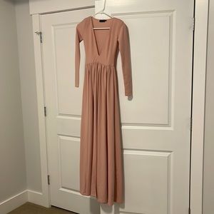 pretty little things maxi dress with high slit
